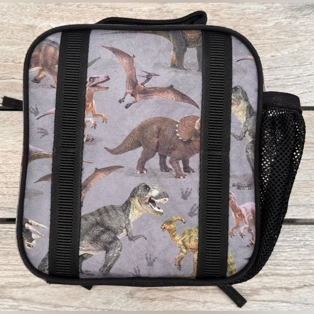KIDS Pottery Barn Kids Mackenzie Gray Dinosaur Photoreal Classic Lunch Box